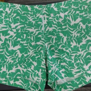 J. Crew High Waist Green and White Shorts